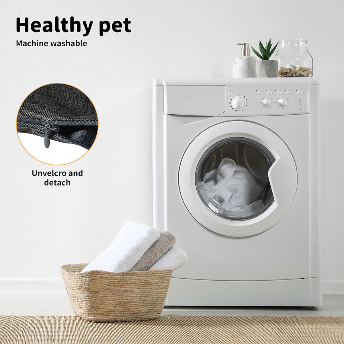 Grey 3-Step Pet Stairs with Washable Cover – 40 cm High, 50 kg
