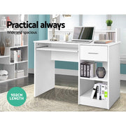 White Computer & Study Desk with Book Display Shelf