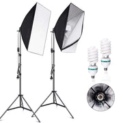 Photo Studio Soft Box Lighting Kit, Bulb Lamp 2 Reflectors for Portrait Product Fashion Shooting Professional Photography Continuous Light Studio Equipment. (softbox+ Backdrop Lighting kit)