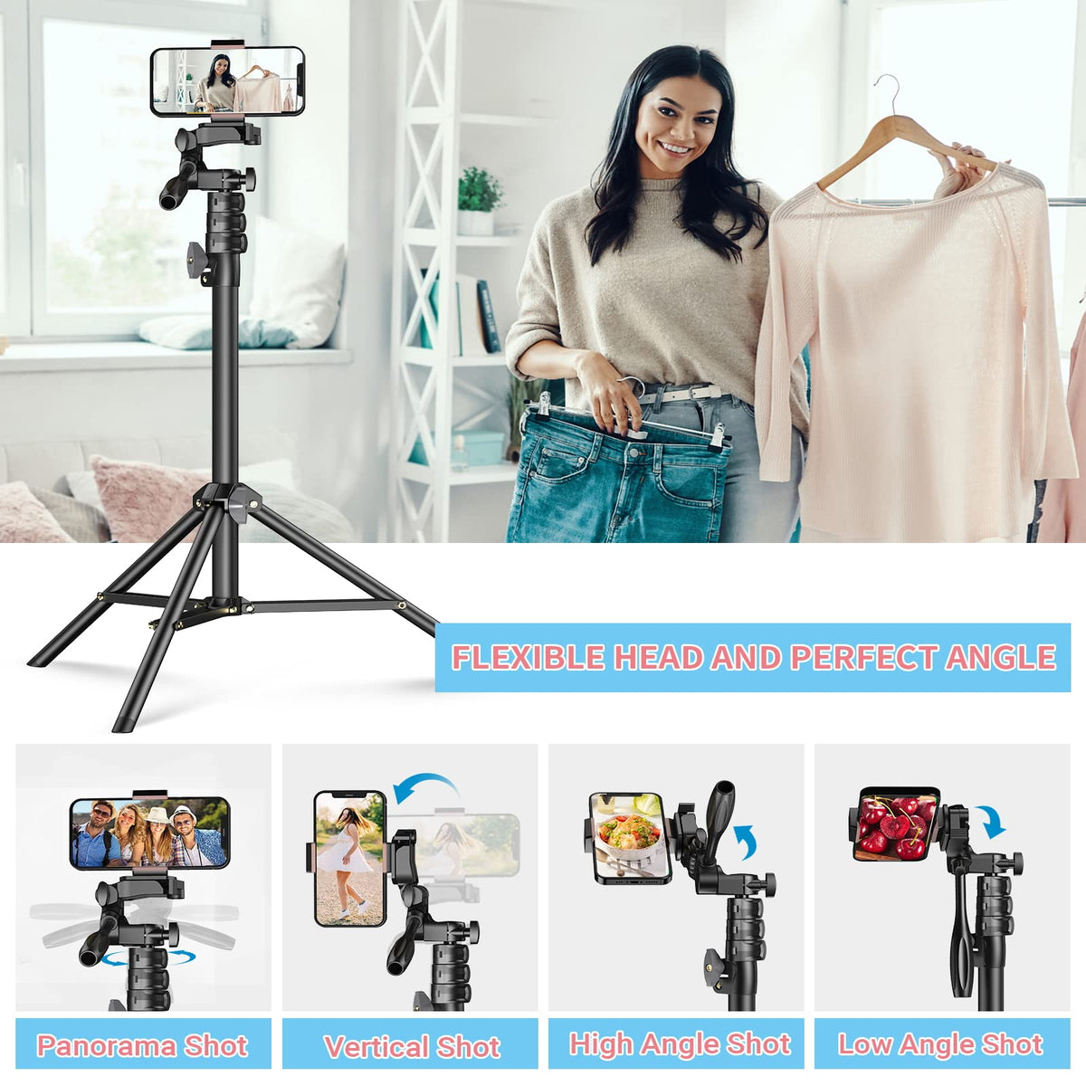 APEXEL 178 cm Phone & Camera Tripod with Remote