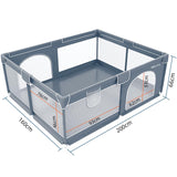Baby Playpen, 200cm Extra-large Playpens Play Yard with 50 Balls Pit, 4x handlers, Baby Play Gates with Basket Net, Playards Fence for Toddler Babies with Breathable Mesh (200*160*66cm)