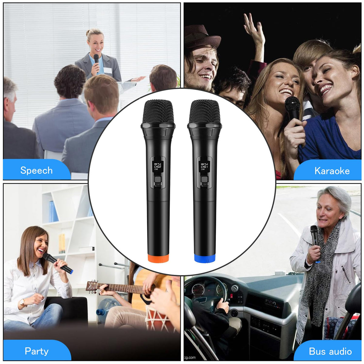 FerBuee Dual Wireless Dynamic Microphone System – 6.35 mm Receiver