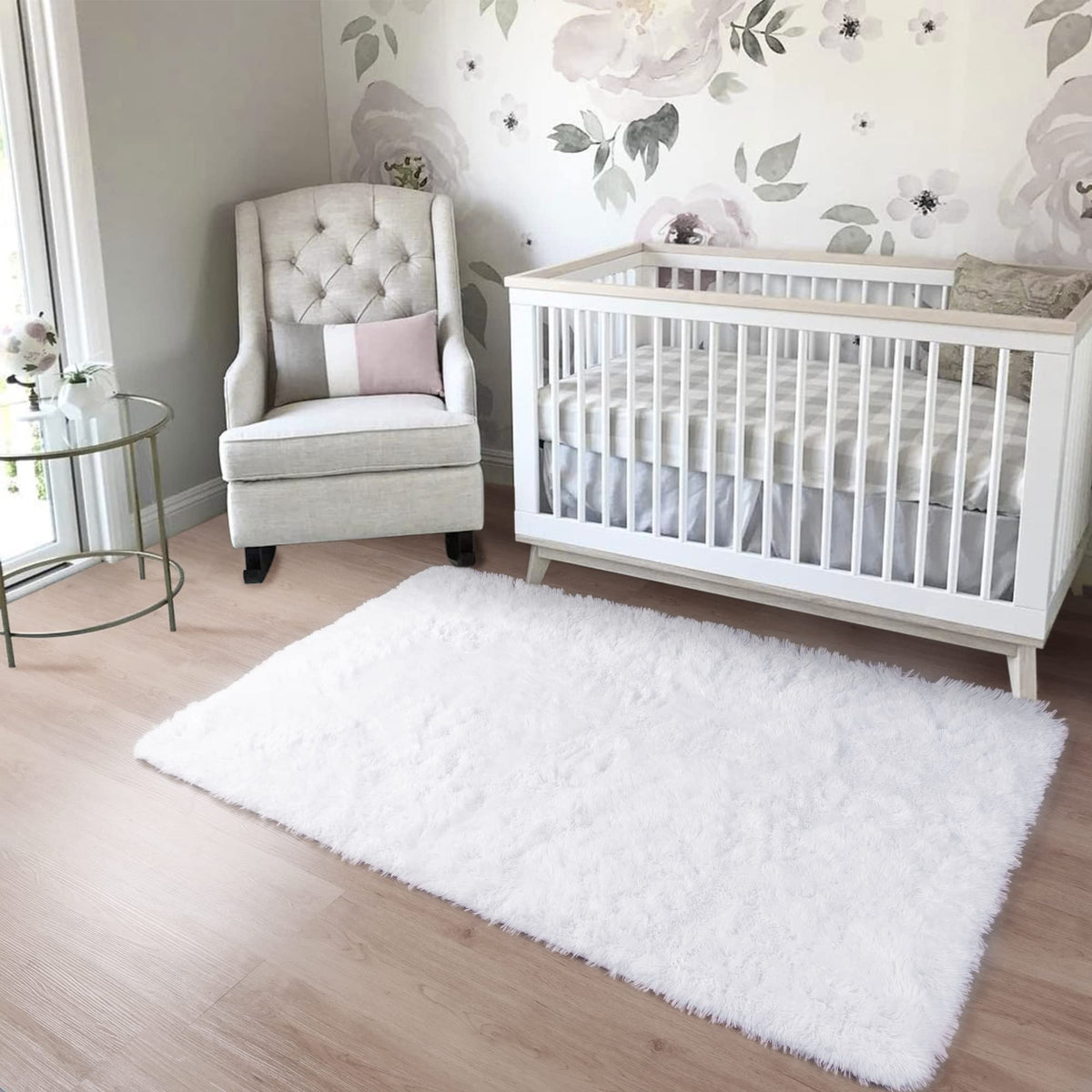 150 × 260 cm White Fluffy Shag Area Rug