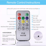 Rotating LED Star Projector Night Light with Music & Remote