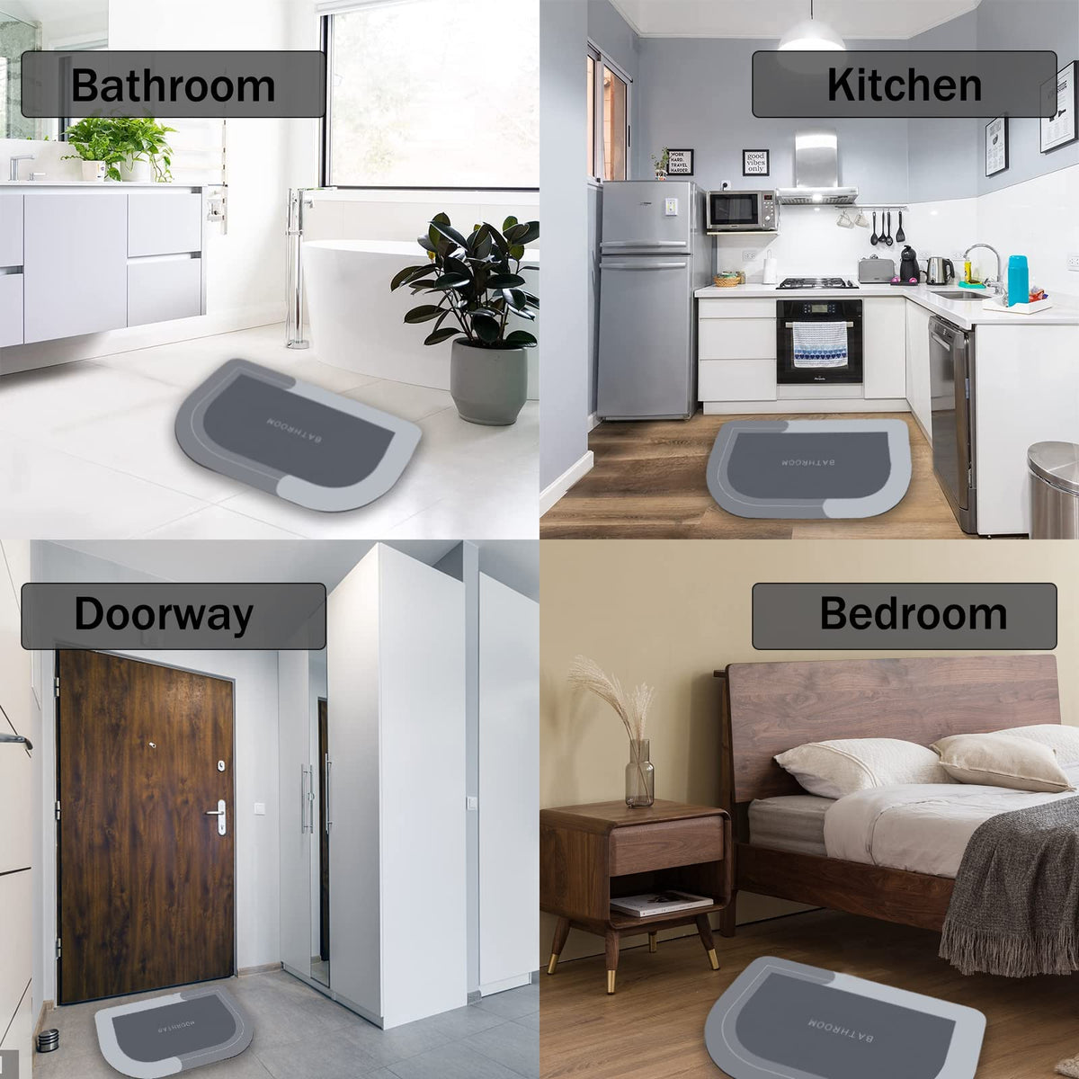 Semicircle Quick-Dry Bathroom Mat – 40 × 60 cm