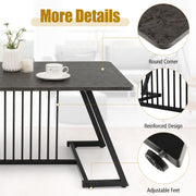 Black Faux-Marble Coffee Table with Steel Legs