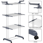 Four-Tier Folding Clothes-Drying Rack with Wheels