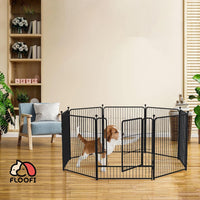 8-Panel 32-Inch Foldable Metal Dog Playpen – Black