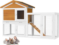Two-Level Timber Small-Animal Hutch with Ramp & Sliding Tray – 145.5 cm