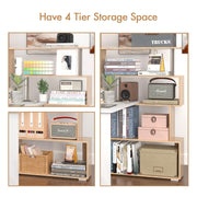 Rotating White & Wood Corner Desk with 4-Tier Shelves