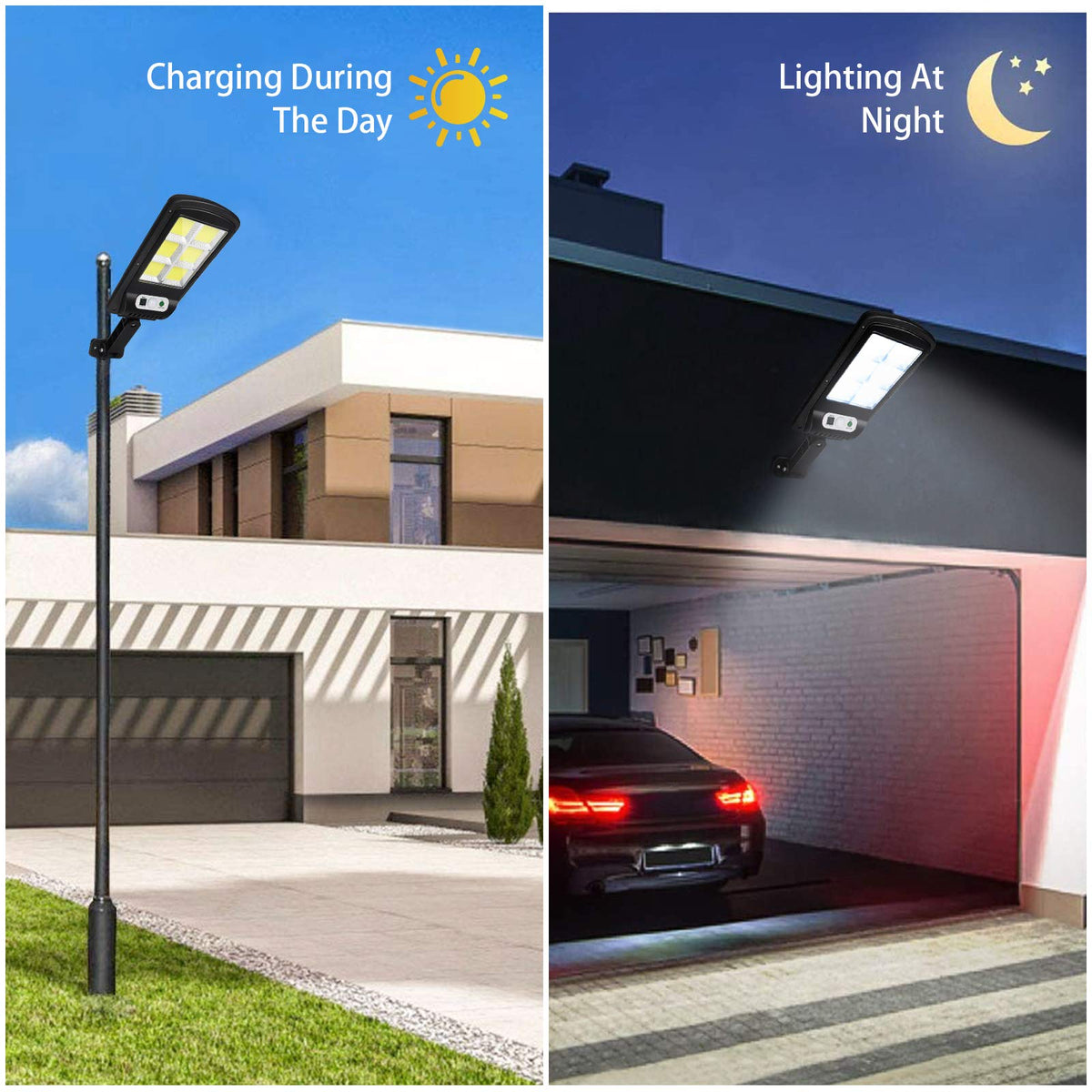 2-Pack 120-LED Solar Security Lights with Remote