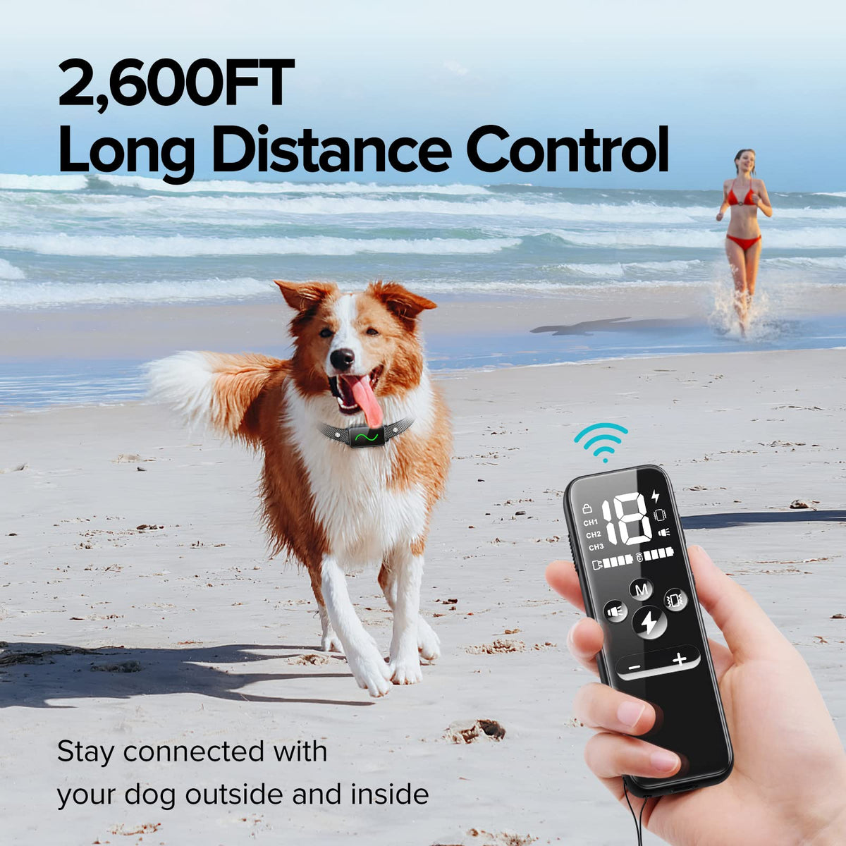 Dog Training Collar, Rechargeable Shock Collar for Dogs with Vibration, Electric Shock, Beep, Security Lock, Remote and Waterproof for Small, Medium, Large Dogs