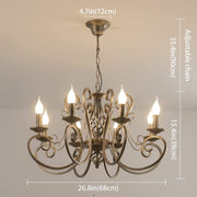 Ganeed Chandeliers,8 Lights French Country Pendant Chandelier,Rustic Vintage Metal Pendant Light Fixture Adjustable Hanging Lighting,Living Room Light,Kitchen Chandelier