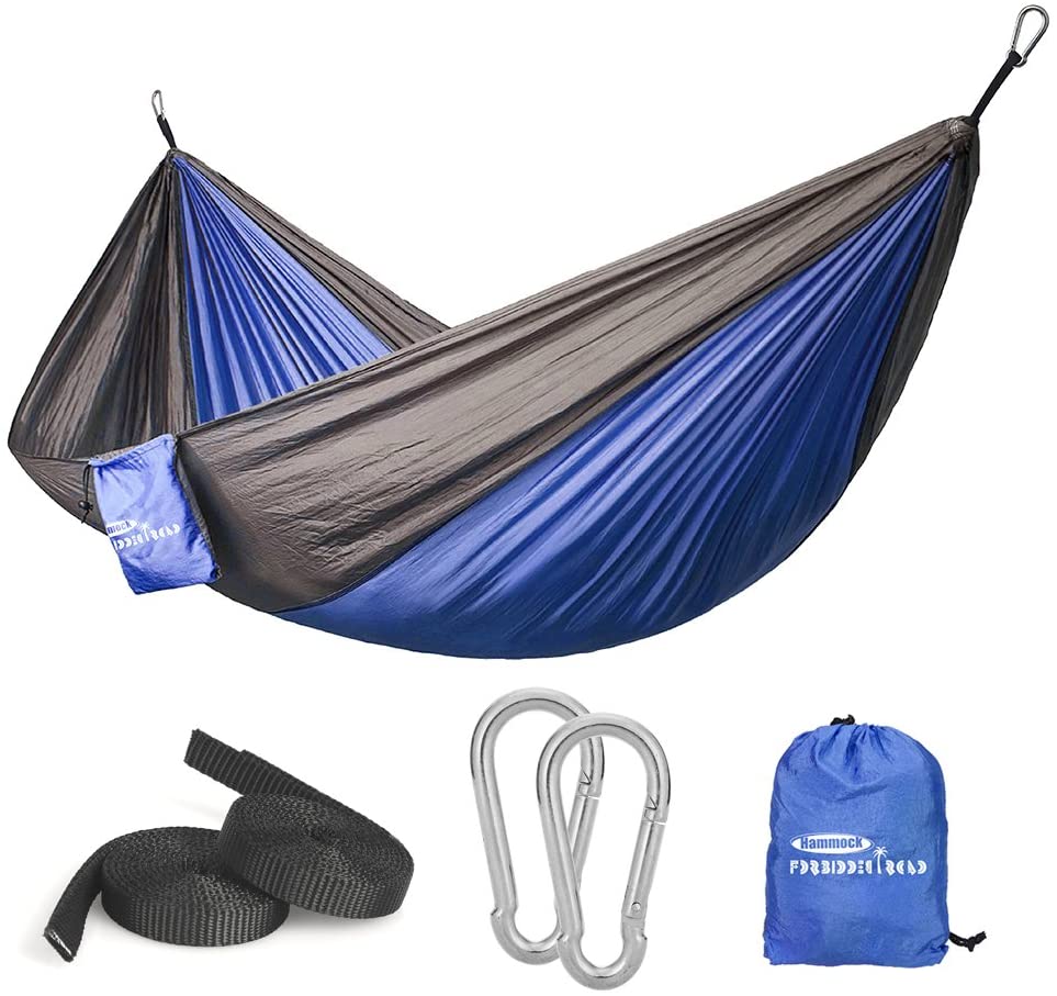 Forbidden Road Hammock Single Double Camping Portable Parachute Hammock for Outdoor Hiking Travel Backpacking - 210D Nylon Taffeta Hammock Swing - Support 400lbs - 660lbs Ropes Carabiners Included