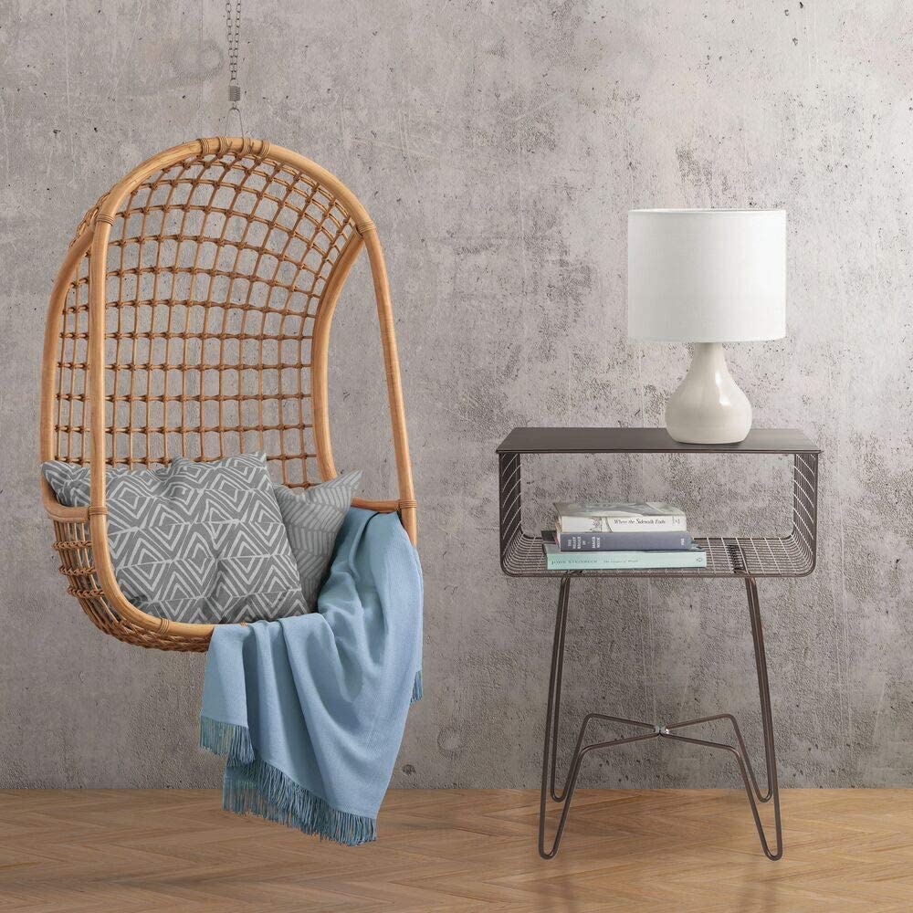 Bronze Steel Side Table with Storage Basket
