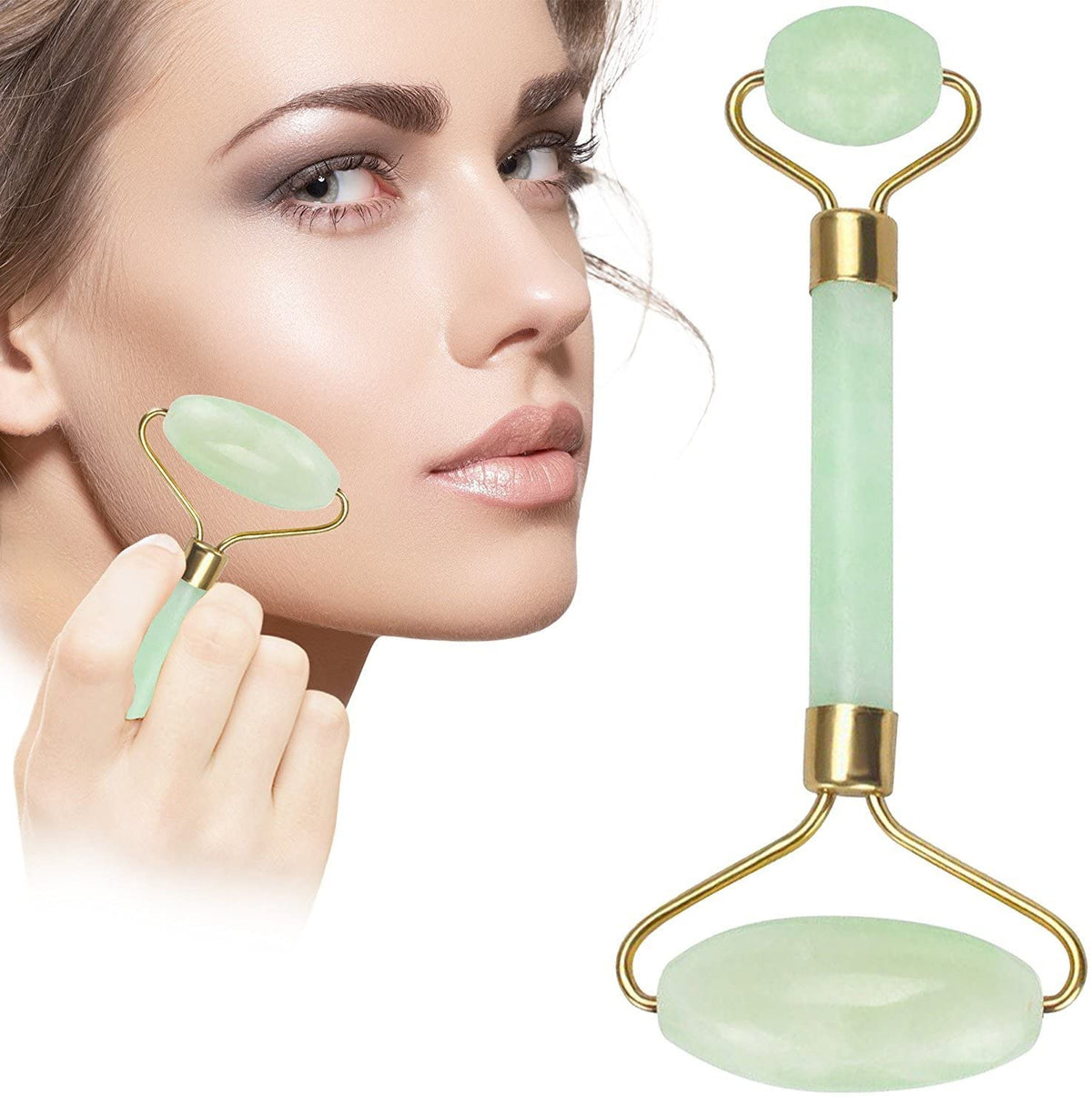 Dual-Ended Jade Facial Massage Roller – Green