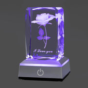 ‘I Love You’ 3D Crystal Rose Colour-Changing LED Lamp