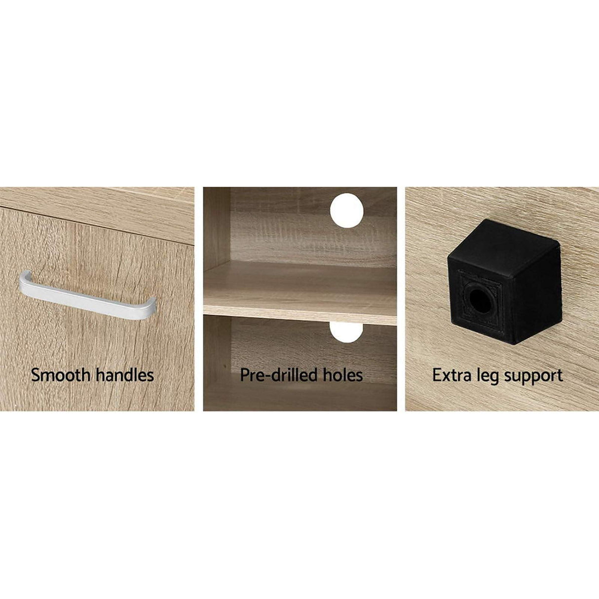 TV Unit 160cm Length Timber Entertainment Unit TV Cabinet, Wood