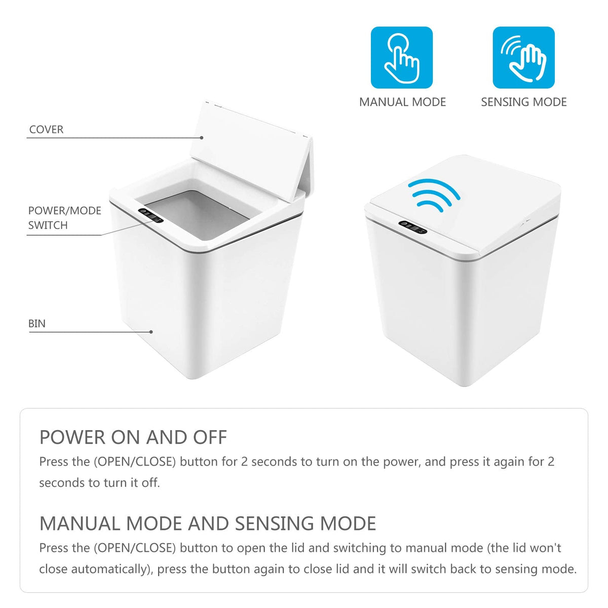 1.5 Gal Touchless Small Trash Can for Desk, Automatic Mini Garbage Can for Coffee Table/Laundry Countertop/Vanity Top, Smart Sensor Car Trash Can with Lid , Cute Waste Bin for Office/Kitchen/Bathroom