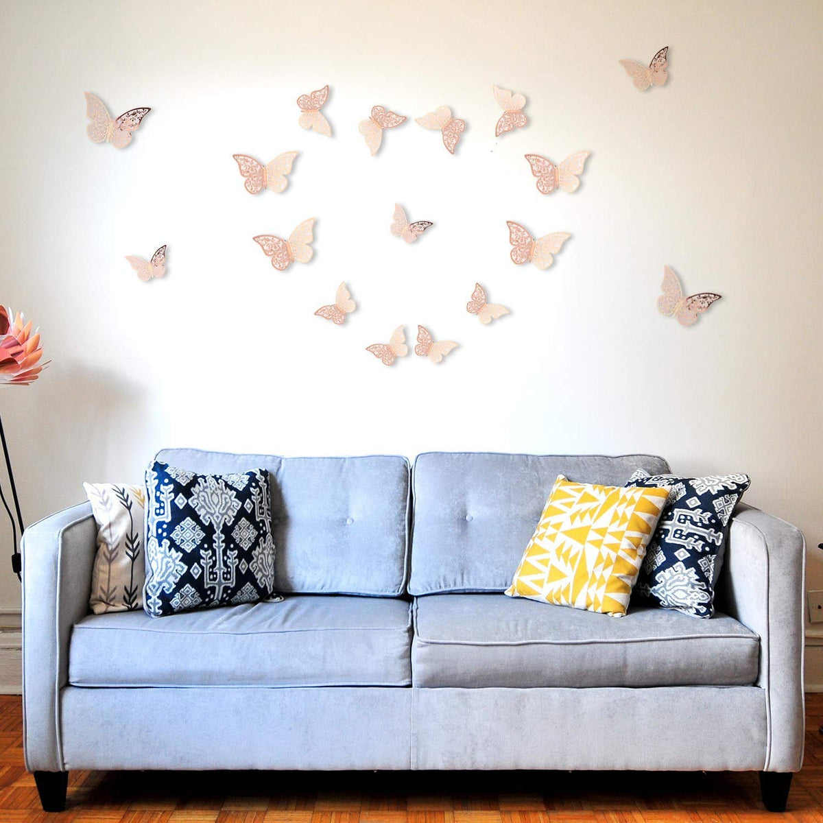 36-Piece Rose-Gold 3D Butterfly Wall Décor Set