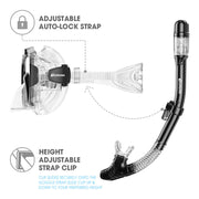 Dry Snorkel Set,Panoramic Wide View,Anti-Fog Scuba Diving Mask,Professional Snorkeling Gear