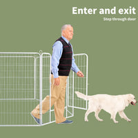 8-Panel 80cm Powder-Coated Steel Dog Playpen – White