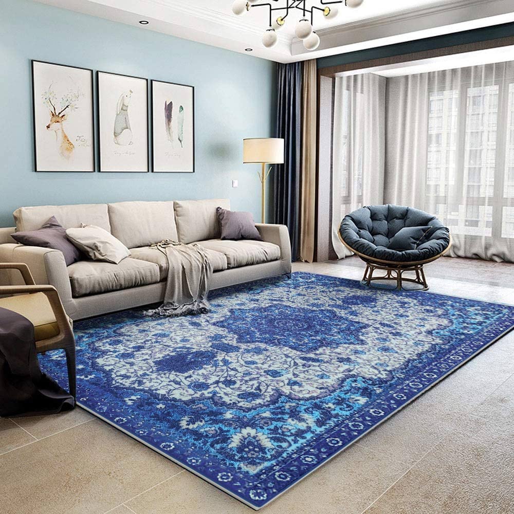120 × 160 cm Blue Imitation-Cashmere Area Rug