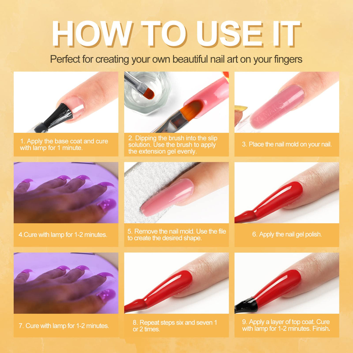 Gel Nail Starter Kit for Beginner,6 Pcs Gel Nail Polishes 3 Colors Poly Extension Gel 16 W Mini Nail Lamp for Nail Builder and Base Coat Top Coat Gel Nail Polish Manicure Tools Starter Kit Complete