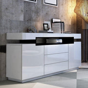 160 cm High-Gloss White Sideboard with 2 Doors & 3 Drawers