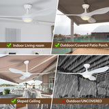 52inch Ceiling Fan with Lights Remote Control, Pure White, Silent Motor for Bedroom,Living Room, Office, Basement, Kitchen, Dining Room 3 Blades