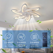 Low Profile Ceiling Fans with Lights and Remote/APP Control,3 Light Color Changes，6 Wind Speed Modes,Flush Mount Ceiling Fan Light,Modern Ceiling Light with Fan for Bedroom/Study/Office 82cm