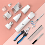Dog Grooming Clippers kit, 4 in 1 Low Noise Pet Grooming Kit, Professional Dog Grooming Clippers, Rechargeable Cordless Dog Hair Clippers Dog Paw Trimmer Nail Grinder Trimmer for Small to Medium Pets Cat&Dog