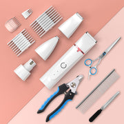Dog Grooming Clippers kit, 4 in 1 Low Noise Pet Grooming Kit, Professional Dog Grooming Clippers, Rechargeable Cordless Dog Hair Clippers Dog Paw Trimmer Nail Grinder Trimmer for Small to Medium Pets Cat&Dog