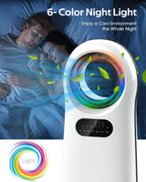 Evaporative Air Cooler, Bladeless Cooler Fan with 3 Modes 3 Speeds Air Conditioner Fan for Bed Room, Office, 3L Water Tank, 8H Timer, 120° Oscillating, 2 Ice Boxes