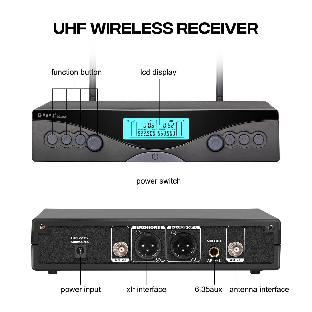 G-MARK Dual-Channel UHF Wireless Microphone System