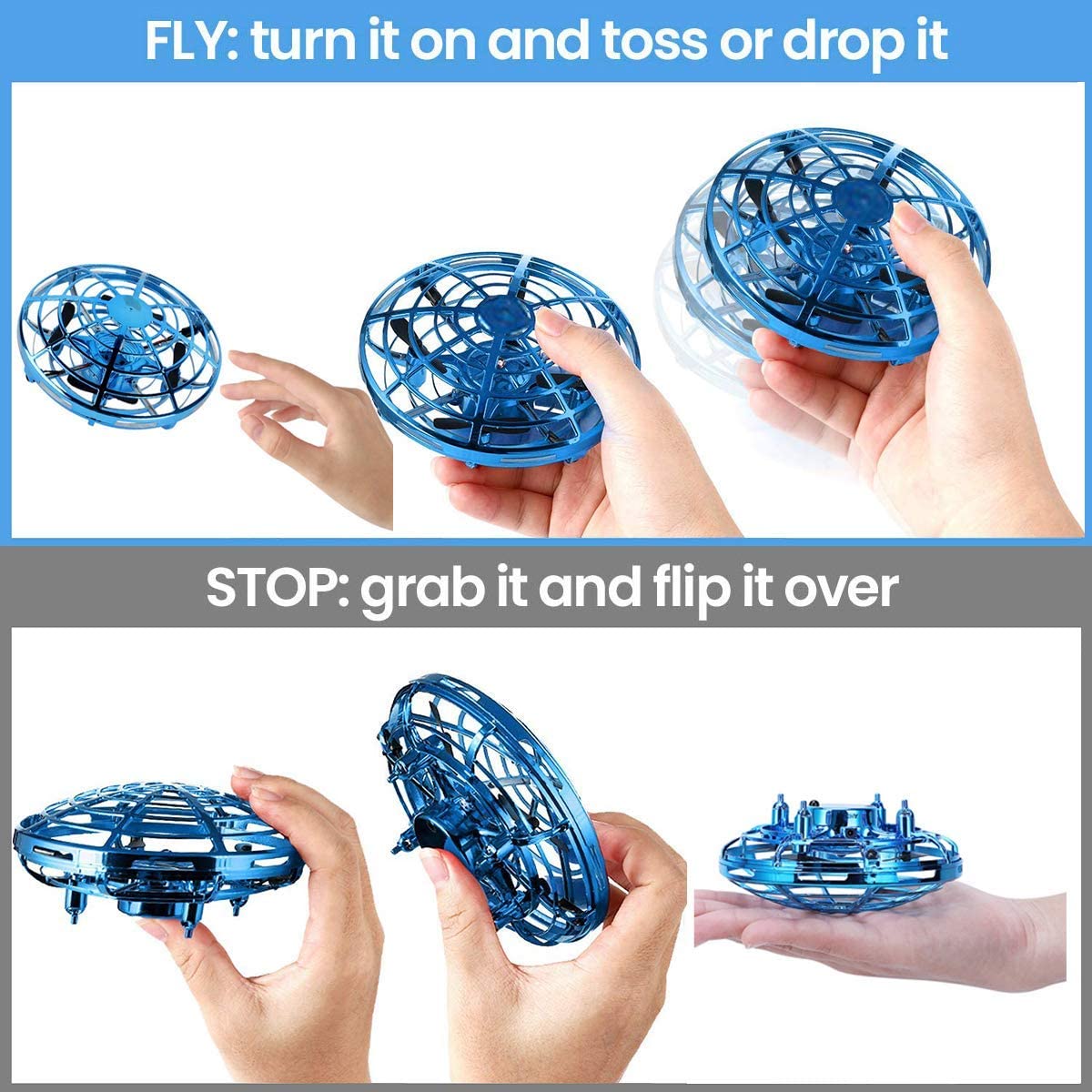 Hand Operated Drones for Kids or Adults - Air Magic Scoot Hands Free Mini Drone Helicopter, Easy Indoor UFO Flying Ball Drone Toys for Boys or Girls (RED)
