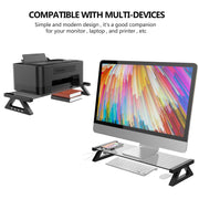 Glass Monitor Stand Riser with USB Port High-Speed Transfer Data Charge, for iMac,Screen,Computer,PC, Desk Organizers and Accessories，Desk Organizer Keyboard