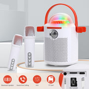 AURTEC White Portable Karaoke Speaker with 2 Wireless Microphones
