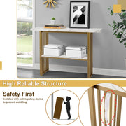 2-Tier Faux-Marble Console Table – White & Gold
