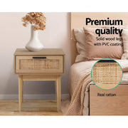 50 cm Rattan Bedside Table with Drawer