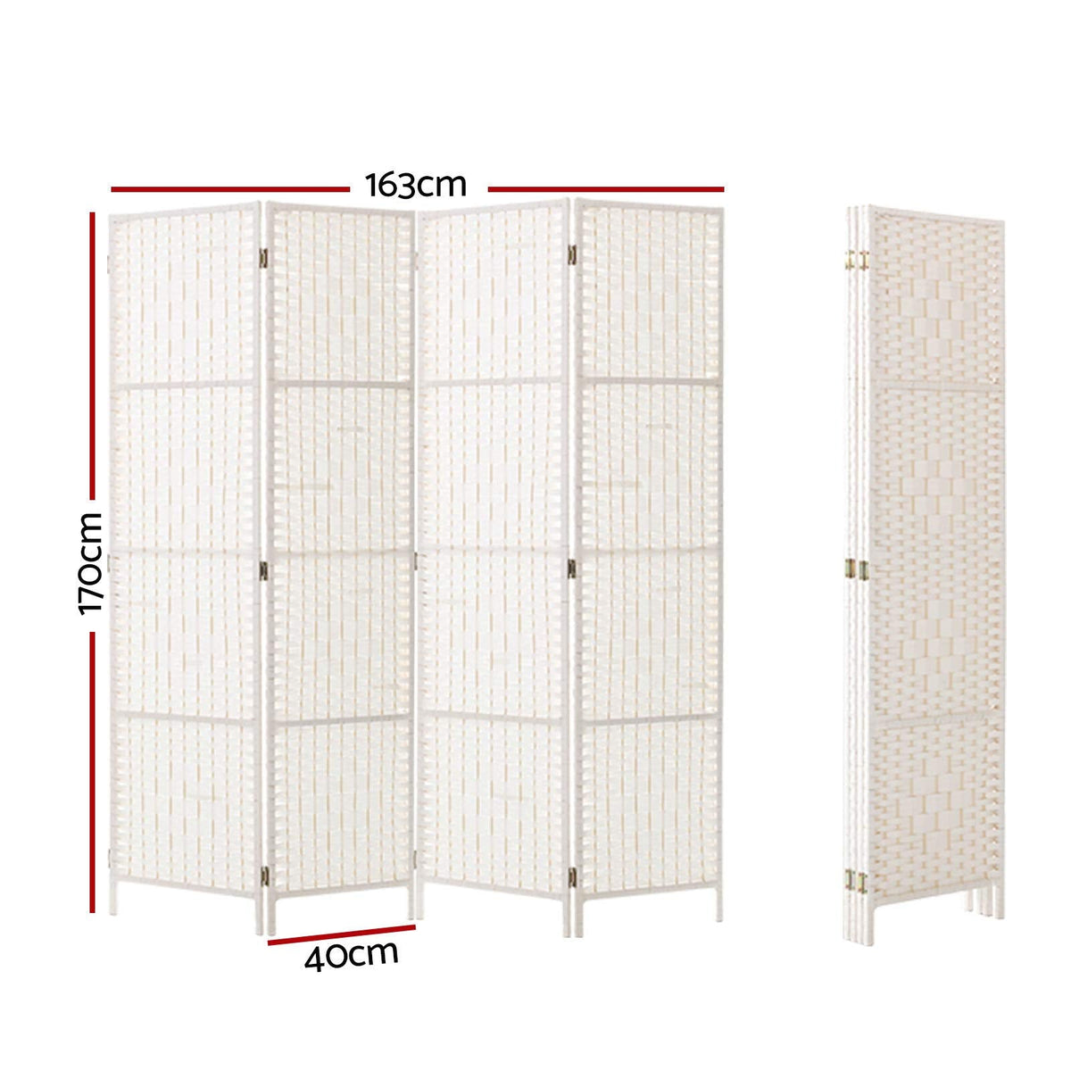 Artiss 4 Panel Screen Room Divider Pine Wood Partition Stand - White