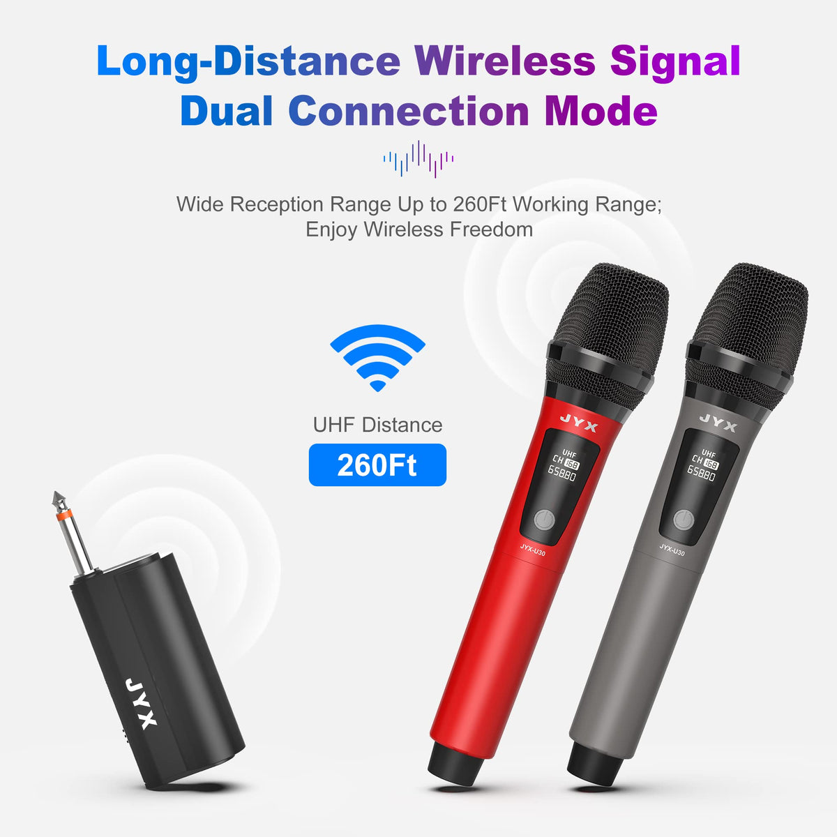 JYX Dual Rechargeable UHF Wireless Microphone Set
