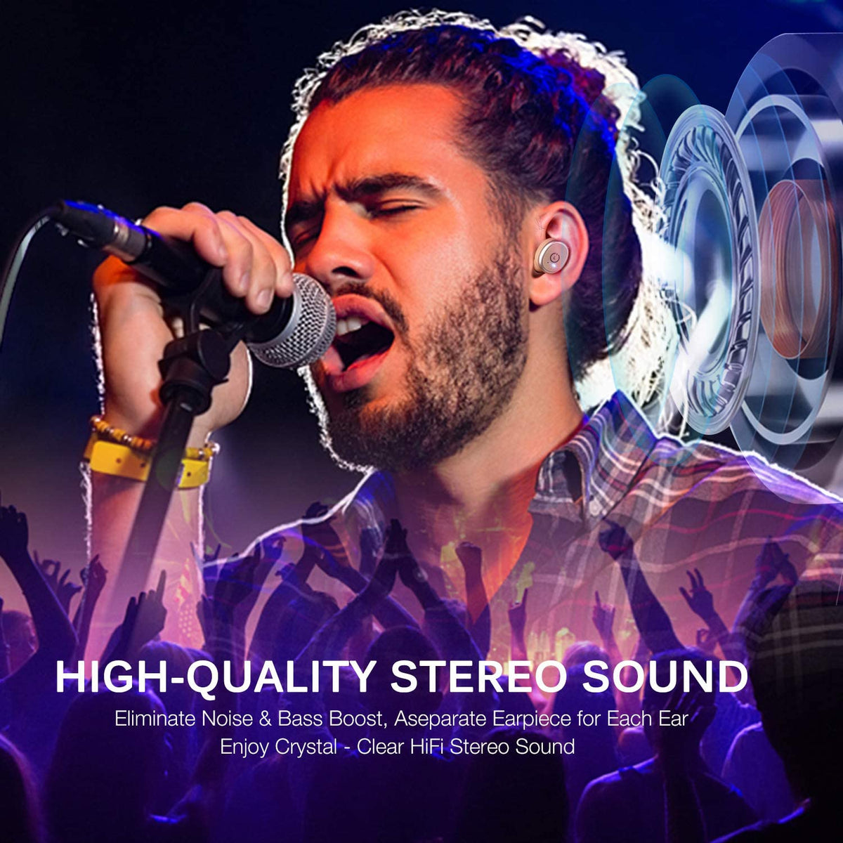 TOZO T10 Bluetooth 5.0 Wireless Earbuds with Wireless Charging Case IPX8 Waterproof TWS Stereo Headphones in Ear Earphones Built in Mic Headset Premium Sound with Deep Bass for Sport Khaki