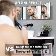 Tri-Fold Self-Haircut Mirror with 10× Detail Mirror