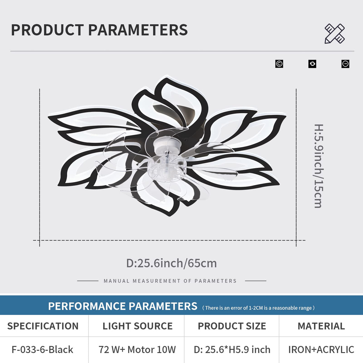 Low Profile Ceiling Fans with Lights, Modern Dimmable Flower Shape Ceiling Light Fan with Remote Control/app Control,Timing 6 Gear Speeds Fan Ceiling Lamp.