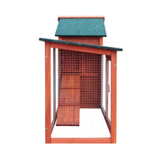 210 cm Fir-Wood Two-Level Small-Animal Hutch with Mesh Run