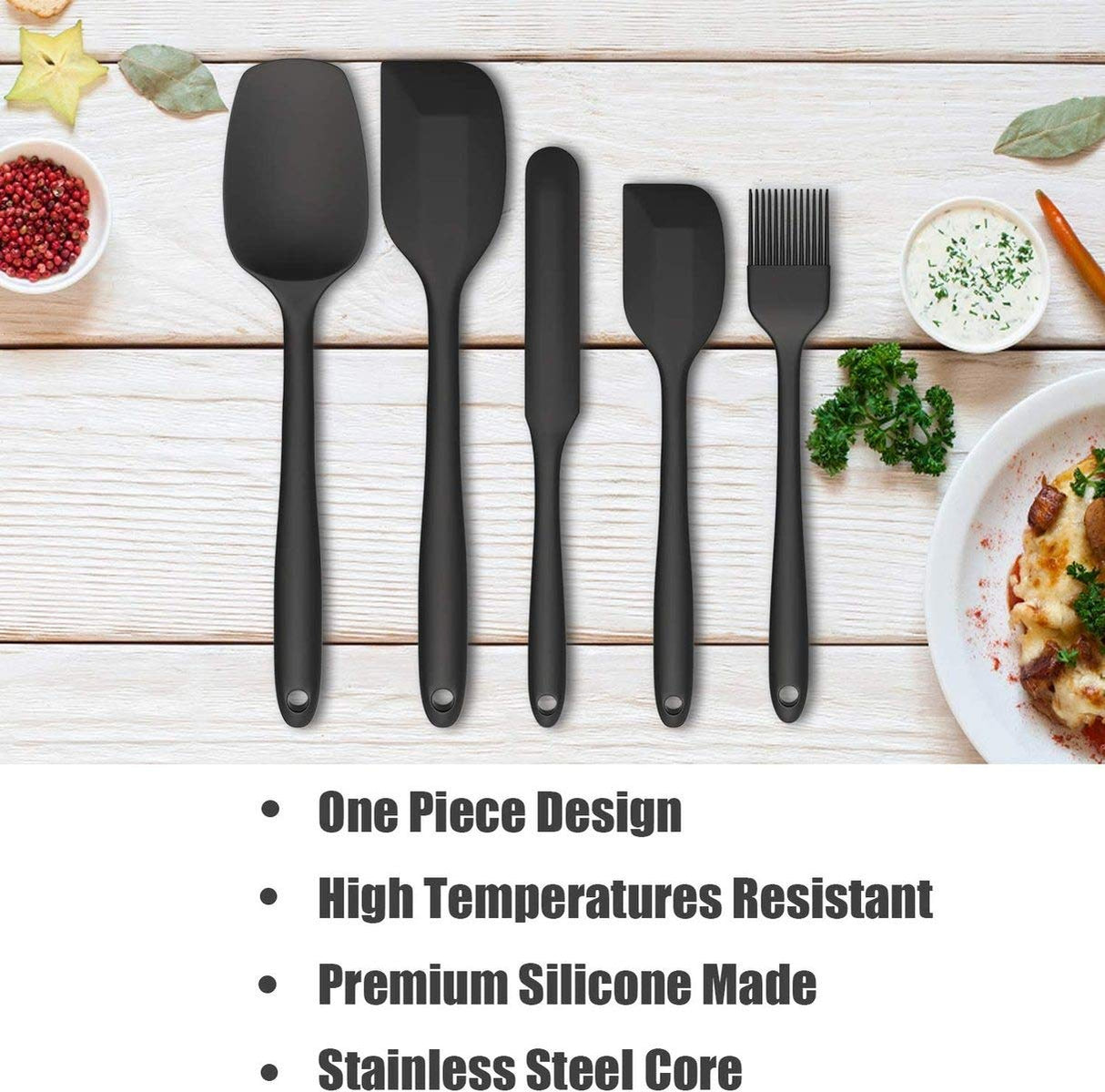 5 Pieces Silicone Spatula Set