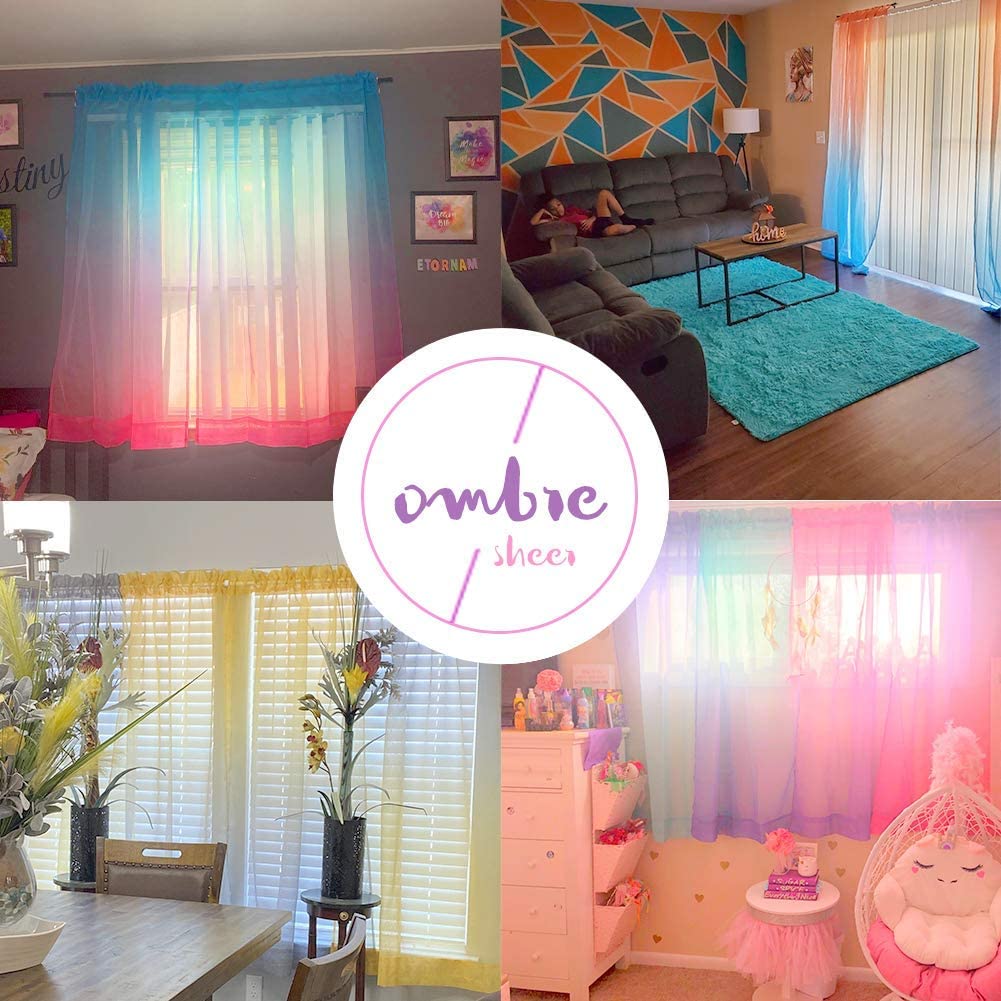 102 × 160 cm Pink-Purple Ombré Sheer Curtain – 1 Panel