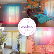 102 × 160 cm Pink-Purple Ombré Sheer Curtain – 1 Panel