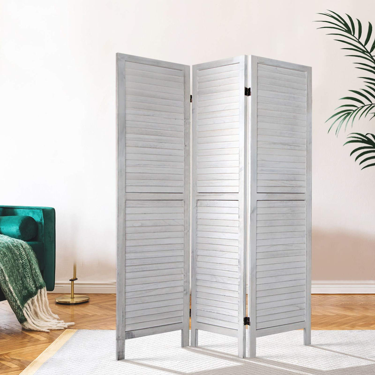 3-Panel Paulownia Wood Folding Room Divider